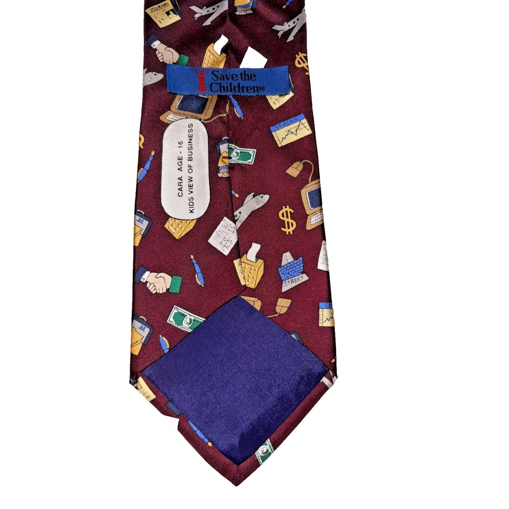 Save the Children Tie Kids View of Business Cara Age 16 100% Silk Novelty - Picture 3 of 6